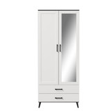 2-Door 2-Drawer Mirror Wardrobe with Legs