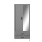 2-Door 2-Drawer Mirror Wardrobe with Legs