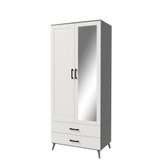 2-Door 2-Drawer Mirror Wardrobe with Legs