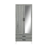 2-Door 2-Drawer Mirror Wardrobe with Legs