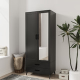 2-Door 2-Drawer Mirror Wardrobe with Legs