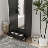2-Door 2-Drawer Mirror Wardrobe with Legs