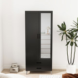 2-Door 2-Drawer Mirror Wardrobe with Legs