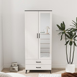 2-Door 2-Drawer Mirror Wardrobe with Legs