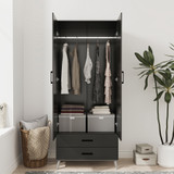 2-Door 2-Drawer Mirror Wardrobe with Legs
