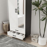 2-Door 2-Drawer Mirror Wardrobe with Legs