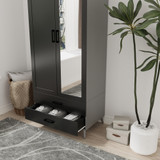 2-Door 2-Drawer Mirror Wardrobe with Legs