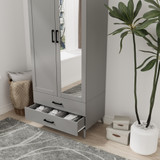 2-Door 2-Drawer Mirror Wardrobe with Legs