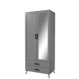 2-Door 2-Drawer Mirror Wardrobe with Legs