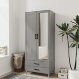 2-Door 2-Drawer Mirror Wardrobe with Legs