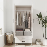 2-Door 2-Drawer Mirror Wardrobe with Legs
