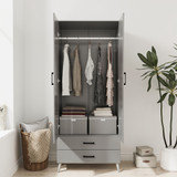 2-Door 2-Drawer Mirror Wardrobe with Legs