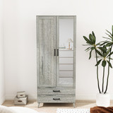 2-Door 2-Drawer Mirror Wardrobe with Legs