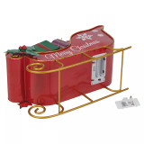 Merry Christmas Metal Sleigh Ornament with LED Lights & Presents
