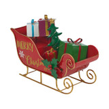 Merry Christmas Metal Sleigh Ornament with LED Lights & Presents
