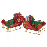 Merry Christmas Metal Sleigh Ornament with LED Lights & Presents