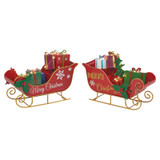 Merry Christmas Metal Sleigh Ornament with LED Lights & Presents