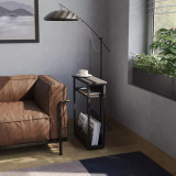 3-Tier Narrow Side Table with Newspaper Storage Compartment