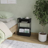 3-Tier Narrow Side Table with Newspaper Storage Compartment