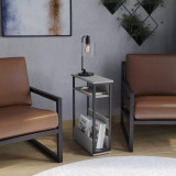 3-Tier Narrow Side Table with Newspaper Storage Compartment