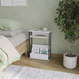 3-Tier Narrow Side Table with Newspaper Storage Compartment