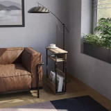 3-Tier Narrow Side Table with Newspaper Storage Compartment