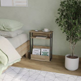 3-Tier Narrow Side Table with Newspaper Storage Compartment