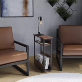 3-Tier Narrow Side Table with Newspaper Storage Compartment