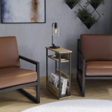3-Tier Narrow Side Table with Newspaper Storage Compartment
