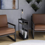 3-Tier Narrow Side Table with Newspaper Storage Compartment