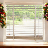 50mm White Mist Horizontal Wooden Slats with Valance - 140cm x 130cm