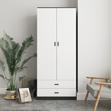 Black 2-Door 2-Drawer Wardrobe