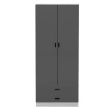 ALMARI 2 Door 2 Drawer Wardrobe Bedroom Storage Cupboard