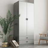 ALMARI 2 Door 2 Drawer Wardrobe Bedroom Storage Cupboard