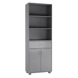 5-Tier Wooden Display Cabinet with Shelves & Drawer