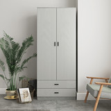 Ash Grey 2-Door 2-Drawer Wardrobe