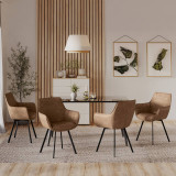 TUSCANY Faux Leather Tub Dining Chairs with Grid Stitching