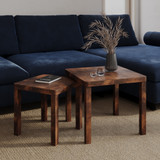 Set of 2 Square Wooden Nesting Coffee Side Tables