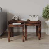 Set of 3 Wooden Nesting Coffee Side Tables Multi-Purpose
