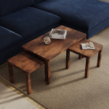 Set of 3 Wooden Nesting Coffee Side Tables Multi-Purpose