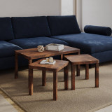 Set of 3 Wooden Nesting Coffee Side Tables Multi-Purpose