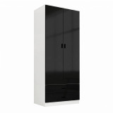 ALMARI Glossy 2 Door 2 Drawer Wardrobe Bedroom Furniture