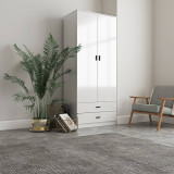ALMARI Glossy 2 Door 2 Drawer Wardrobe Bedroom Furniture