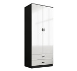 ALMARI Glossy 2 Door 2 Drawer Wardrobe Bedroom Furniture