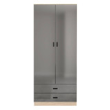 ALMARI Glossy 2 Door 2 Drawer Wardrobe Bedroom Furniture
