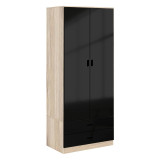 ALMARI Glossy 2 Door 2 Drawer Wardrobe Bedroom Furniture