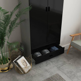 ALMARI Glossy 2 Door 2 Drawer Wardrobe Bedroom Furniture
