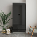 ALMARI Glossy 2 Door 2 Drawer Wardrobe Bedroom Furniture