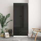 ALMARI Glossy 2 Door 2 Drawer Wardrobe Bedroom Furniture