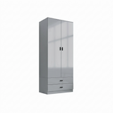 ALMARI Glossy 2 Door 2 Drawer Wardrobe Bedroom Furniture